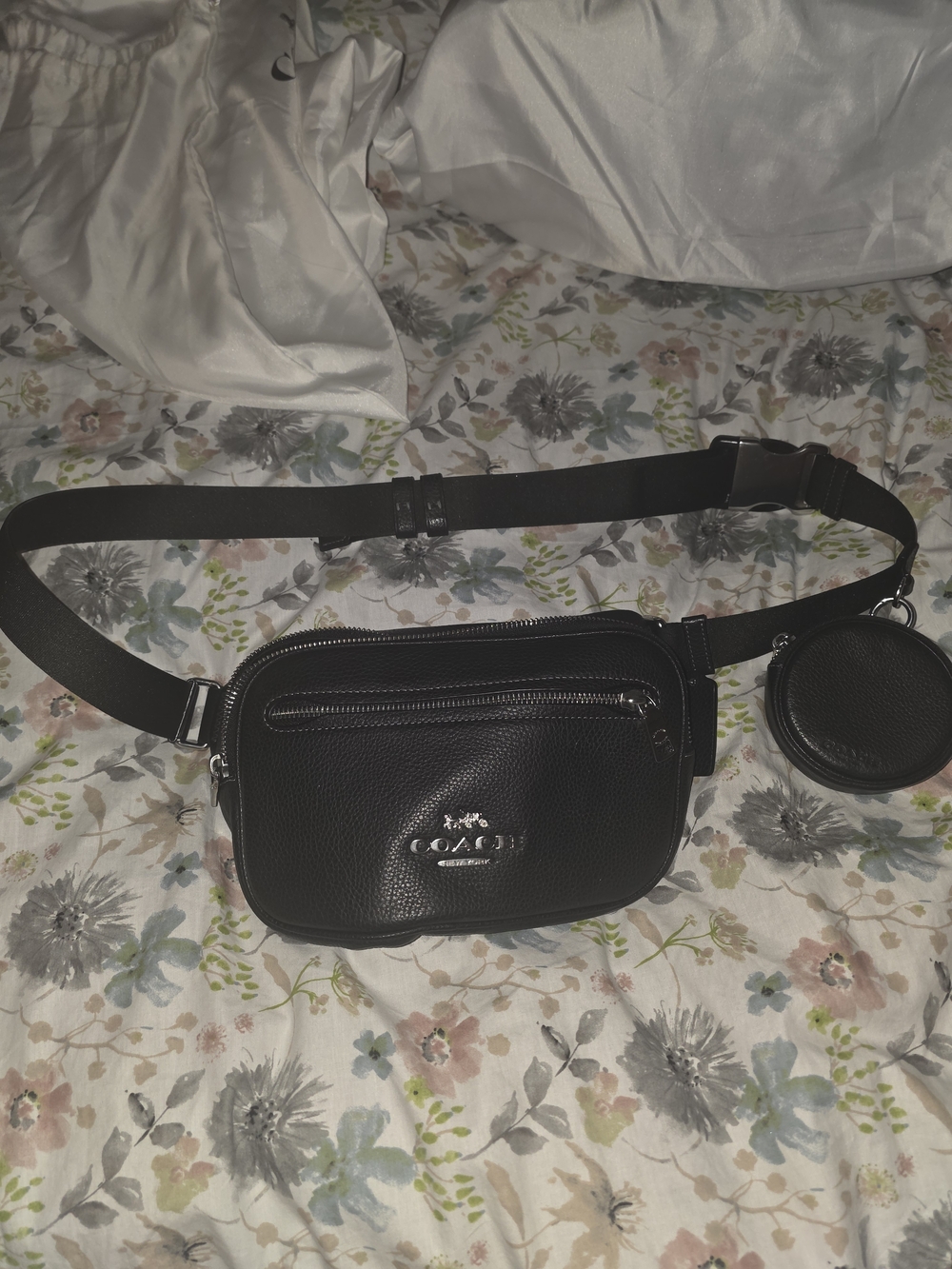 Coach Black Leather Elias Belt Bag with Coin Pouch nwot